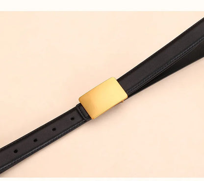 Women's Leather Belt Luxury Brand Waist Chain for Jeans and Dress Retro Pyramid Buckle Double Sided Belts