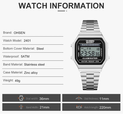 Digital Watches for Women Luxury Gold Ladies Sport Watch reloj mujer Stainless steel Electronic Watch Alarm Clocks Gifts
