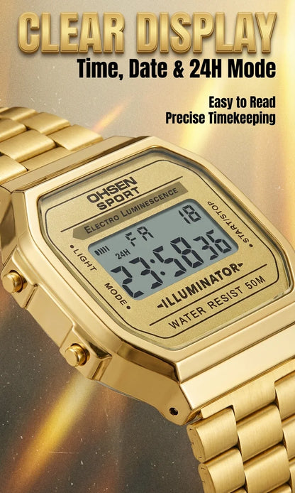 Digital Watches for Women Luxury Gold Ladies Sport Watch reloj mujer Stainless steel Electronic Watch Alarm Clocks Gifts