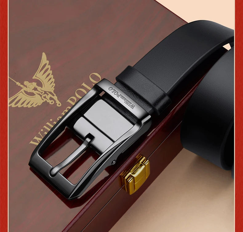Genuine leather men's retro belt, needle buckle fashion belt, versatile casual pants belt