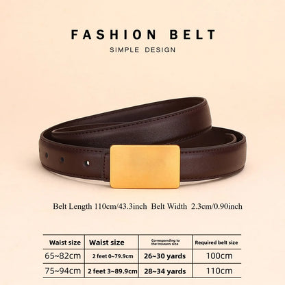 Women's Leather Belt Luxury Brand Waist Chain for Jeans and Dress Retro Pyramid Buckle Double Sided Belts