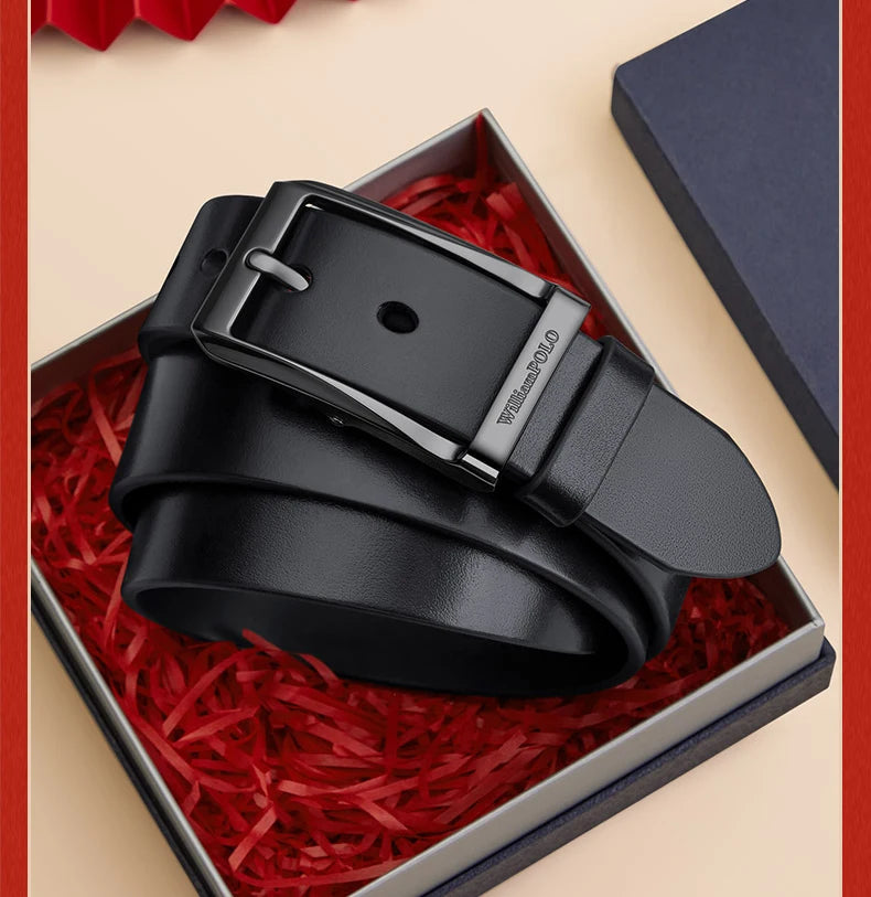Genuine leather men's retro belt, needle buckle fashion belt, versatile casual pants belt