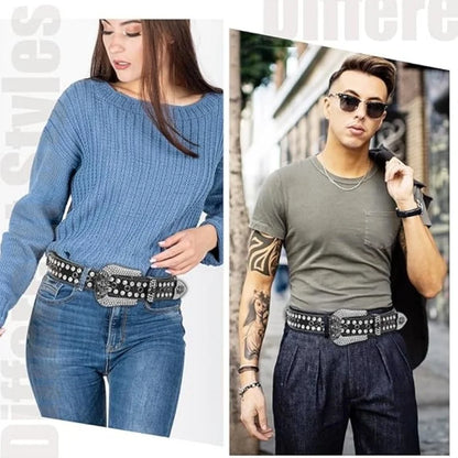 Cowboy style rhinestone belt ladies hip hop party fashion outfit y2k belt unisex belt jeans short skirt women men accessories